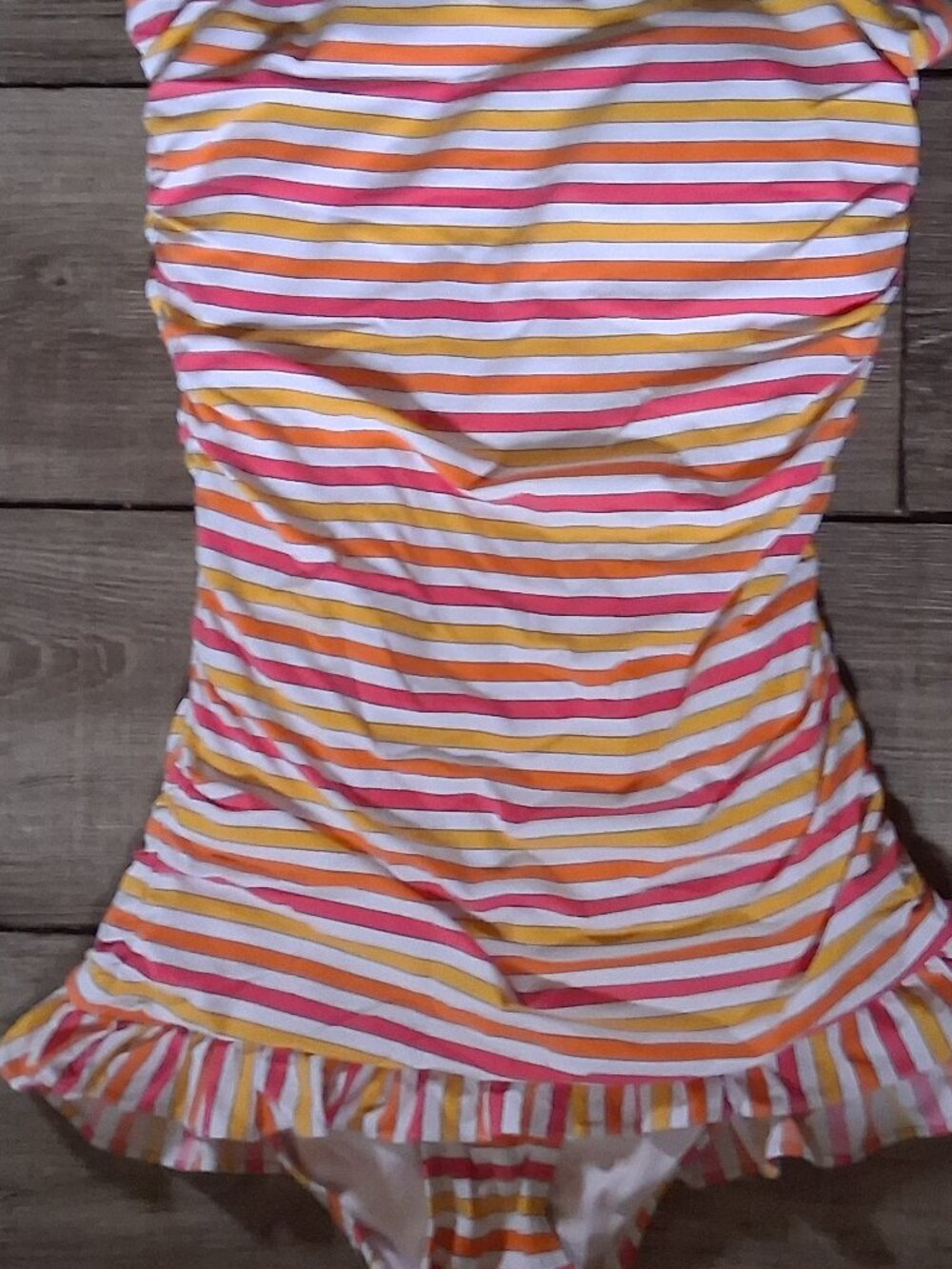 Coco RAVE Strapless Striped Swimdress Swimsuit Large 36C NEW w/strap